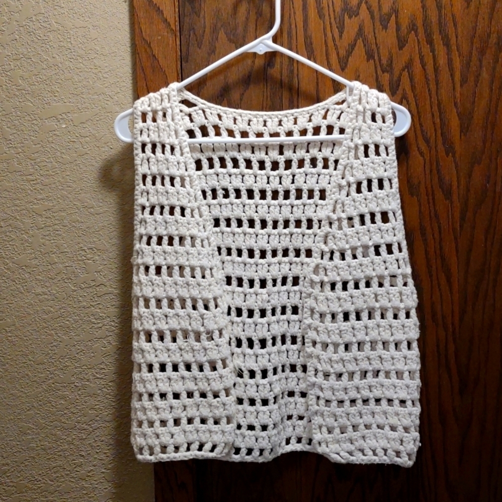Crochet Open Knit Sweater Vest.